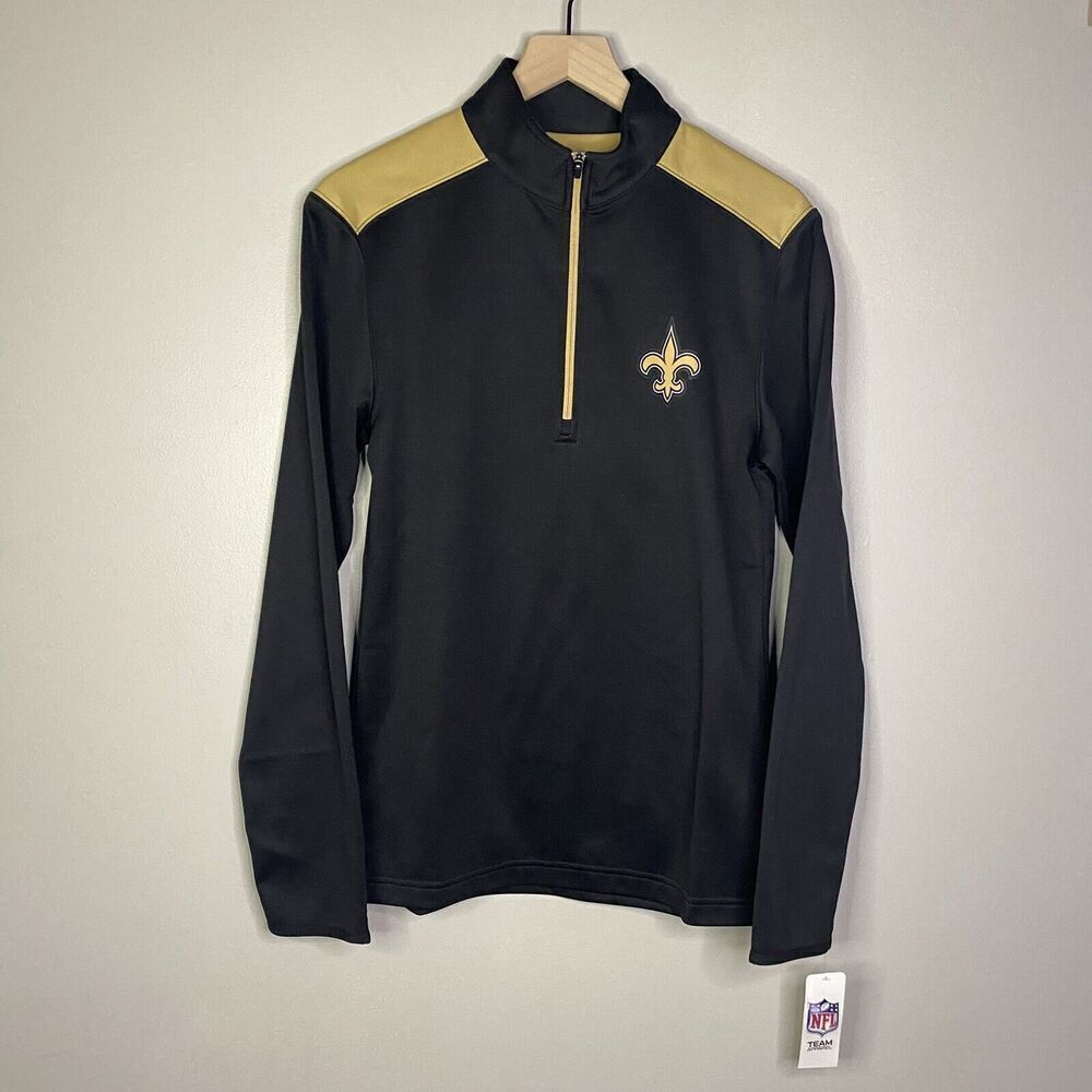 New Orleans Saints Pullover 1/4 Zip Unisex Size Small Black Gold Long Sleeve NFL